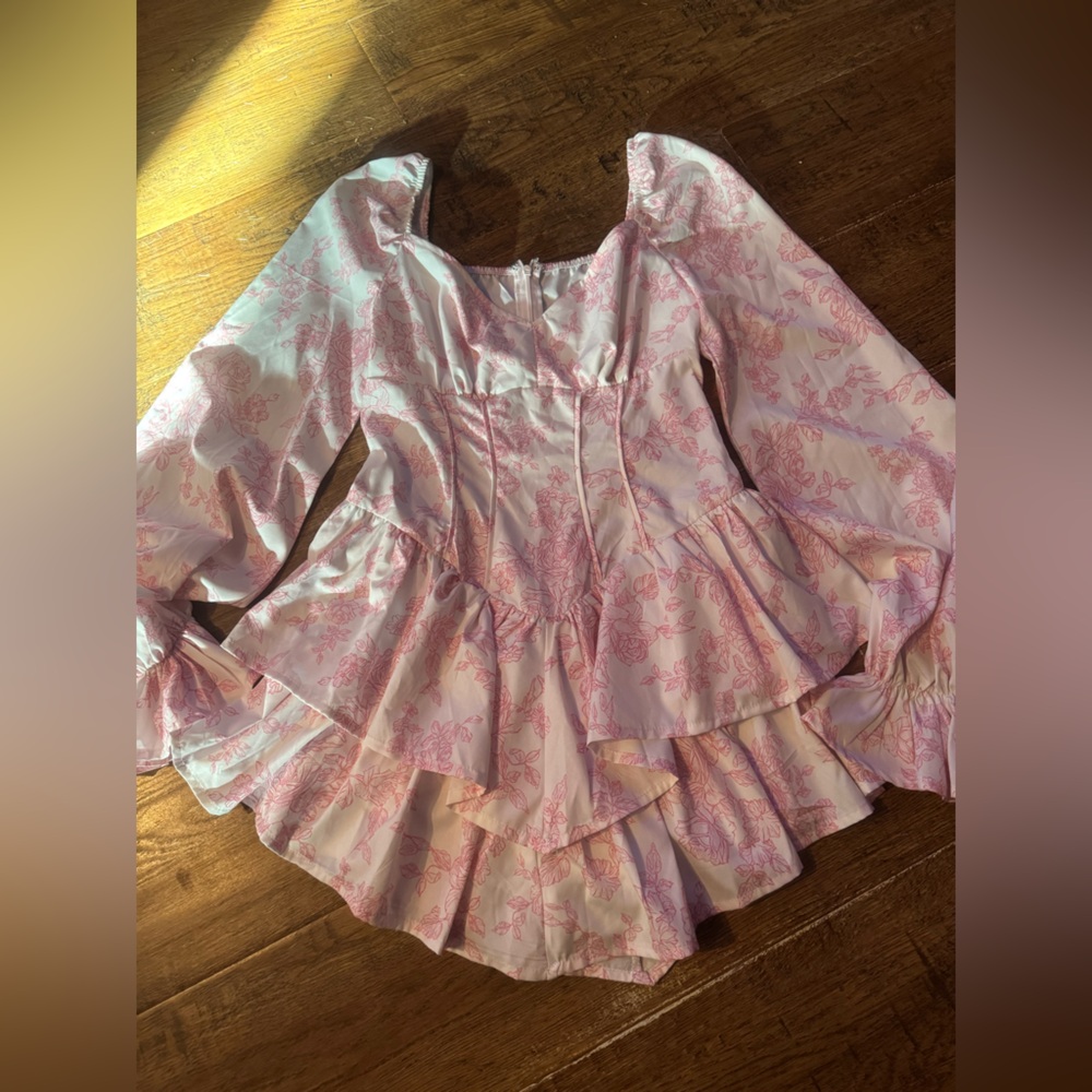 Romper gorgeous pink & white long sleeve S - Picture 6 of 12